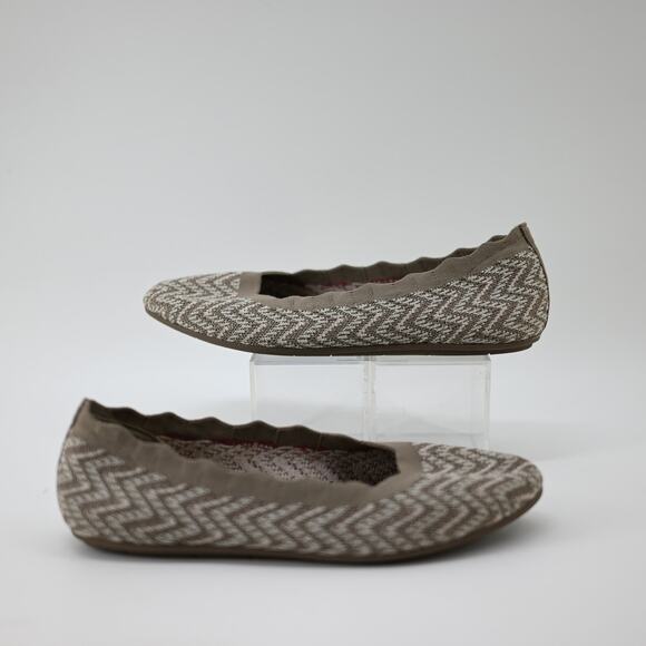 Skechers Cleo 2.0 Chevron Taupe Ballet Flats Women's Size 11 - Picture 2 of 9